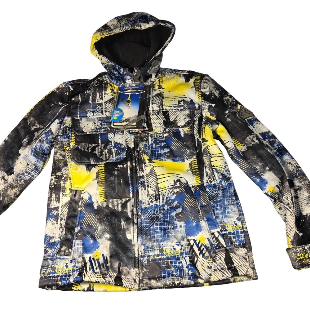 ZeroXposur Mens Blizzard Print Performance Shell Hooded Jacket Small NWT Blue